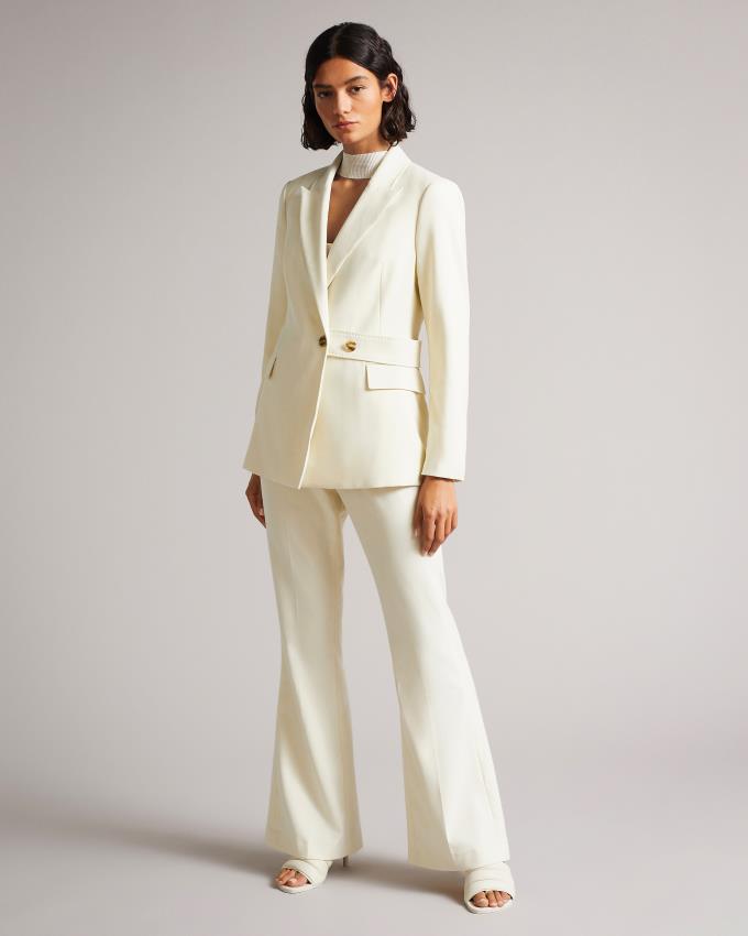 Blazer Ted Baker Peak Lapel With Waist Tab Blanche Femme | KQF-10754005